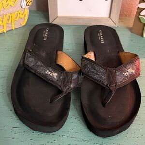 Coach Black and Brown Flip-Flops